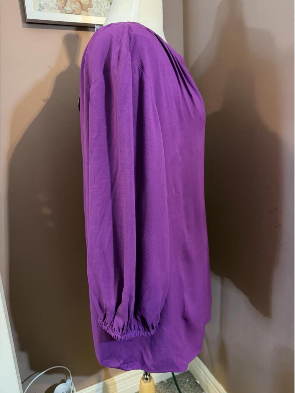 Ava & Viv Rayon Pullover Blouse Womens Size 1X Purple 3/4 Sleeve New - Picture 4 of 9